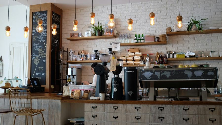 Specialty cafe counter with espresso machine